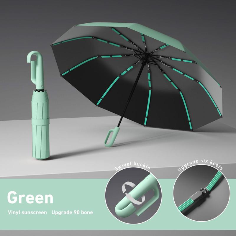 ☔50% OFF NOW! Automatic Folding Umbrella – Windproof Waterproof Compact Travel Umbrella with C-Shaped Hands-Free Hook Handle for Rain & Sun