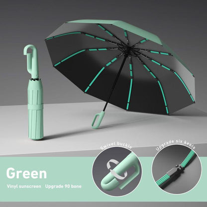 ☔50% OFF NOW! Automatic Folding Umbrella – Windproof Waterproof Compact Travel Umbrella with C-Shaped Hands-Free Hook Handle for Rain & Sun