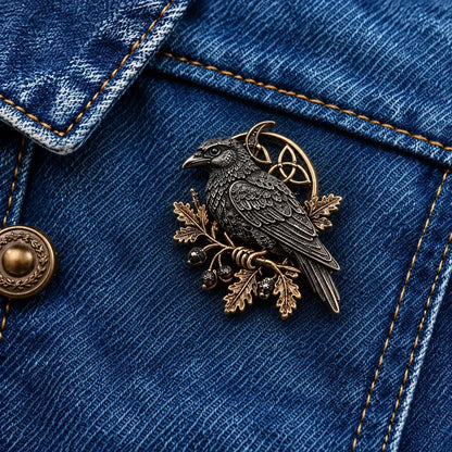 🐦‍⬛ Gothic Celtic Raven Brooch – 🔥Dark Academia Statement Pin
