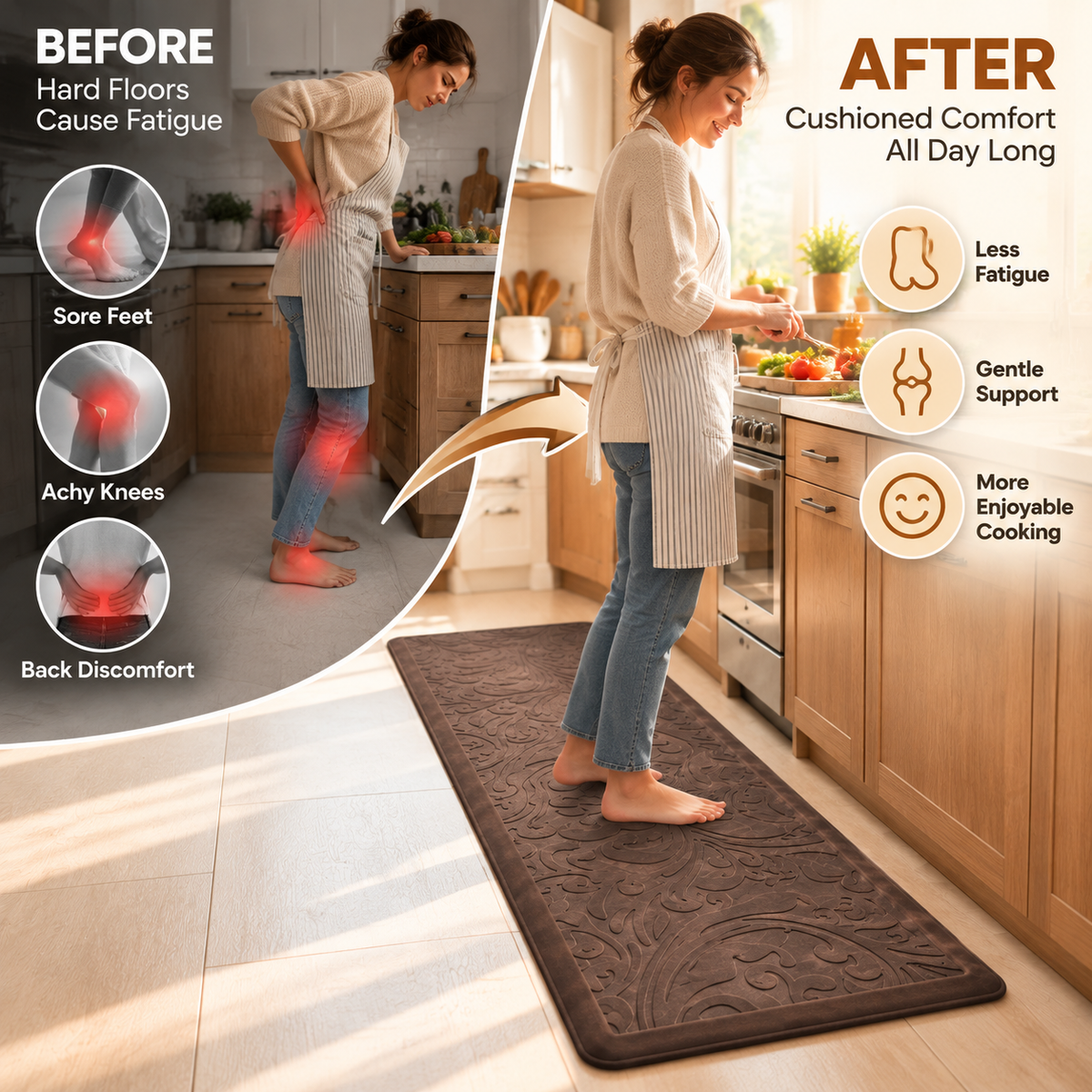 🏆 Cushioned Kitchen Mat Runner – Comfort Meets Kitchen Style