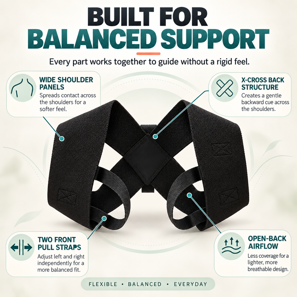 ✨ Invisible Breathable Posture Support Brace – Adjustable Shoulder & Upper Back Alignment Trainer
