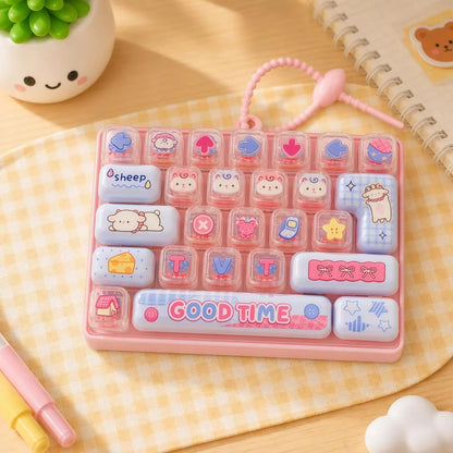 🐱26-Key Mini Mechanical Keyboard Fidget Toy Keychain