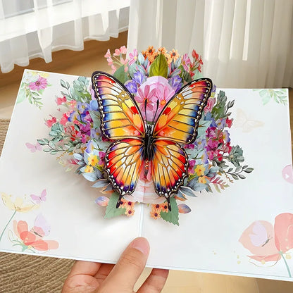 🦋 Vibrant 3D  Butterfly & Daisy Pop-Up Greeting Card