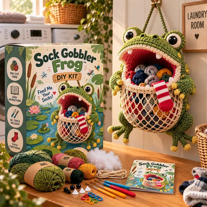 🧶🧦 DIY Crochet Sock-Eating Animal Kit – Funny Hanging Sock Holder & Handmade Gift