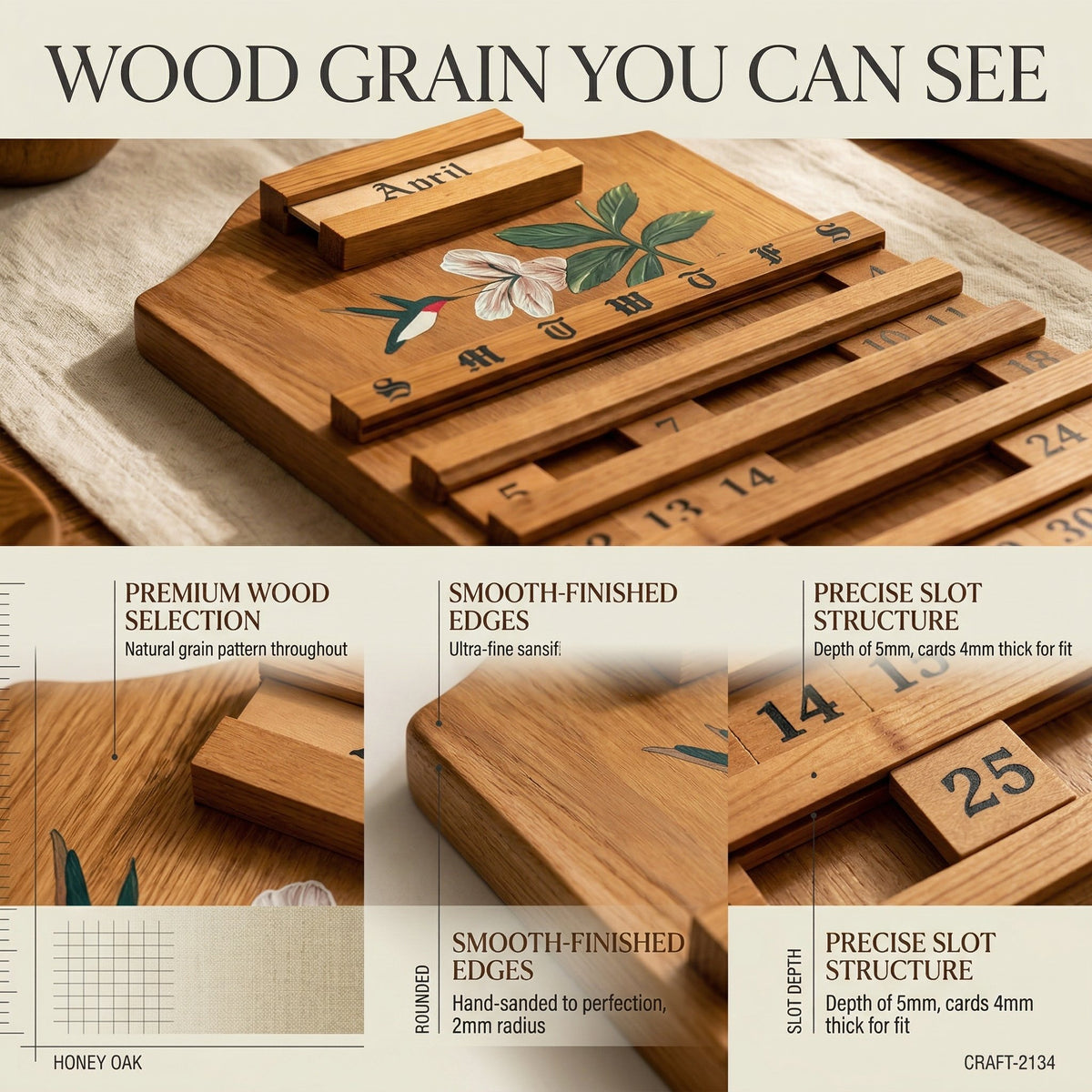 🎉🎄 Festive Wooden Perpetual Calendar