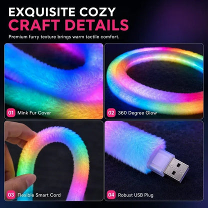 ⏳ CHRISTMAS HOT SALE ONLY $19.99!! ✨🌟 Faux Fur Neon Light Strip – 360° All-round Glow ✨