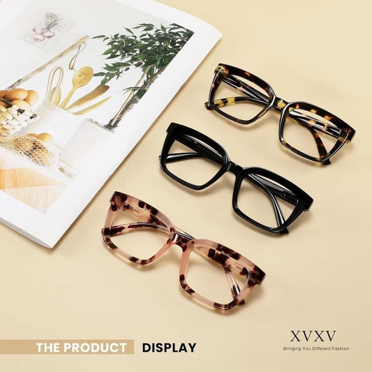 🔥Hot Sale-✨👓Tortoiseshell Reading Glasses – Blue Light Blocking Oversized Square Readers