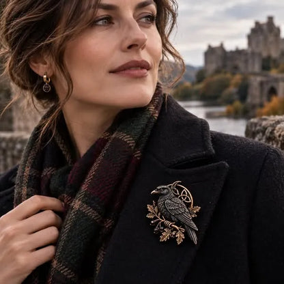 🐦‍⬛ Gothic Celtic Raven Brooch – 🔥Dark Academia Statement Pin