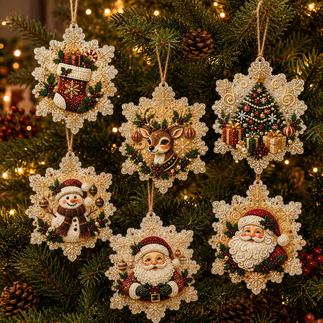 🔥Last Day of the Promotion!🎄Christmas DIY Diamond Painting Ornament Set (6‑Pieces)🎅