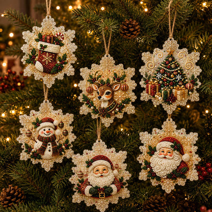 🔥Last Day of the Promotion!🎄Christmas DIY Diamond Painting Ornament Set (6‑Pieces)🎅