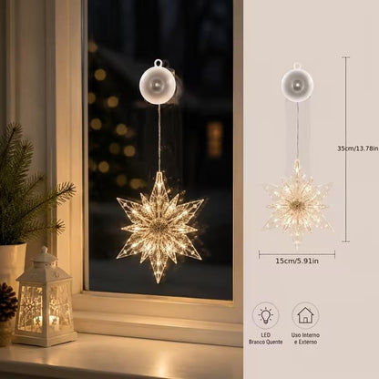 🎄❄️ DIY Christmas Snowflake Suction Cup LED Lights ✨ | Battery Operated, Warm & Multi-Colour, Window Suction Lights, Christmas Home & Party Decor