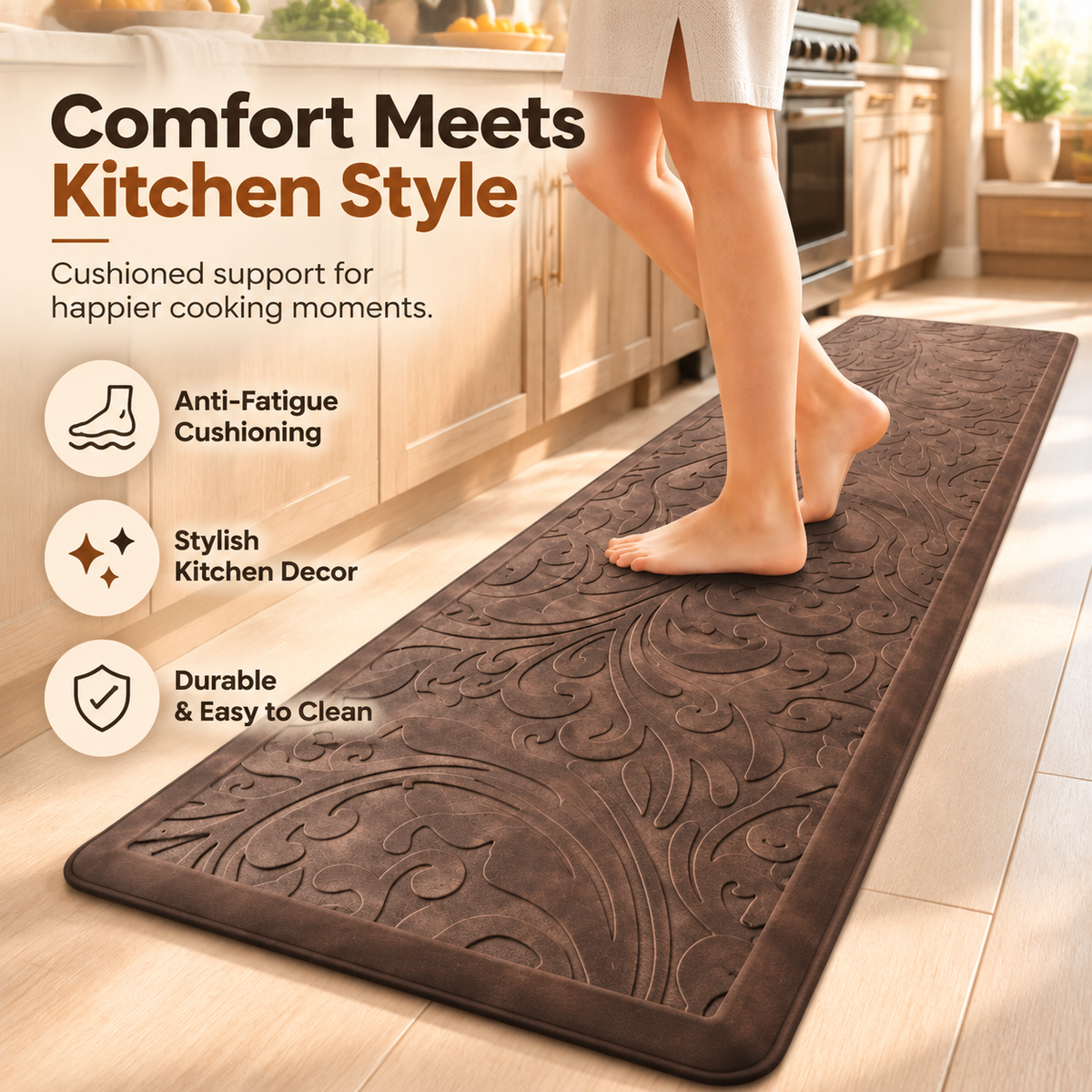 🏆 Cushioned Kitchen Mat Runner – Comfort Meets Kitchen Style