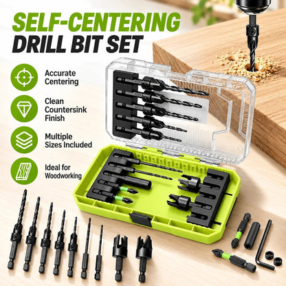 15-Piece Countersink Drill Set 🛠️ – 1/4' Hex Shank with Depth Stops