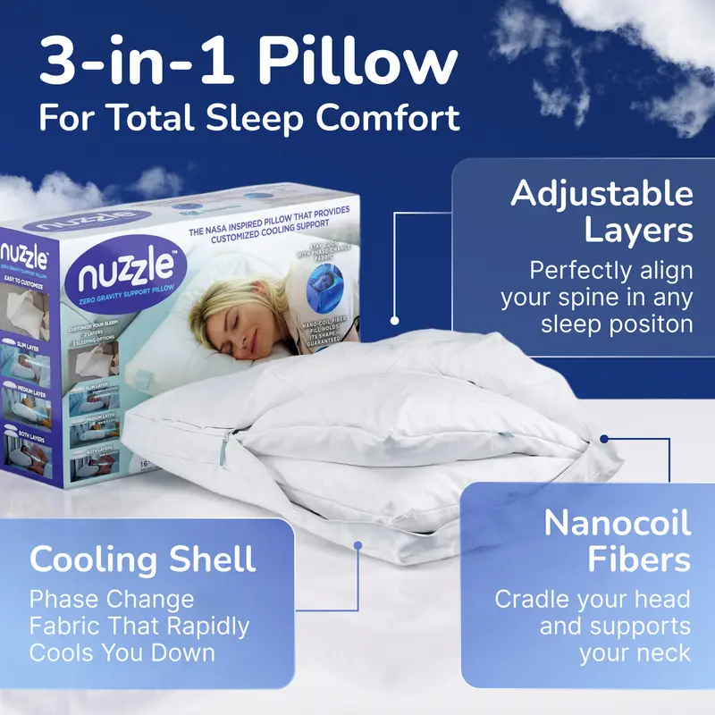 Luxury Cooling Pillow with 3-in-1 Adjustable Support 💤