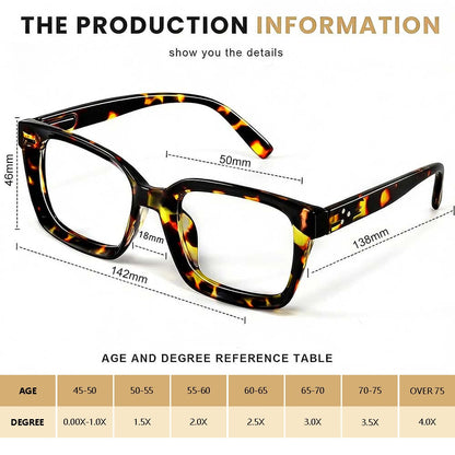 🔥Hot Sale-✨👓Tortoiseshell Reading Glasses – Blue Light Blocking Oversized Square Readers