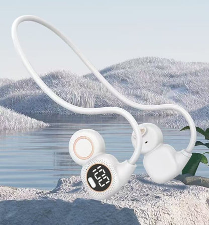 Open-ear sports Bluetooth headphones with a digital battery display