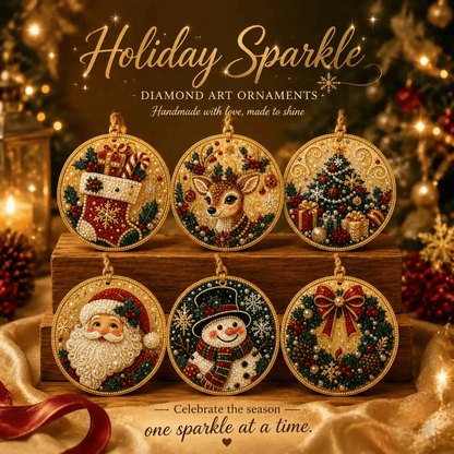 🔥Last Day of the Promotion!🎄Christmas DIY Diamond Painting Ornament Set (6‑Pieces)🎅