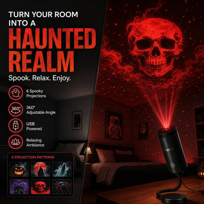 🎃✨ Plug-&-Play HD Halloween Star Projector – 6-Disc Set for a Spooky Holiday Atmosphere
