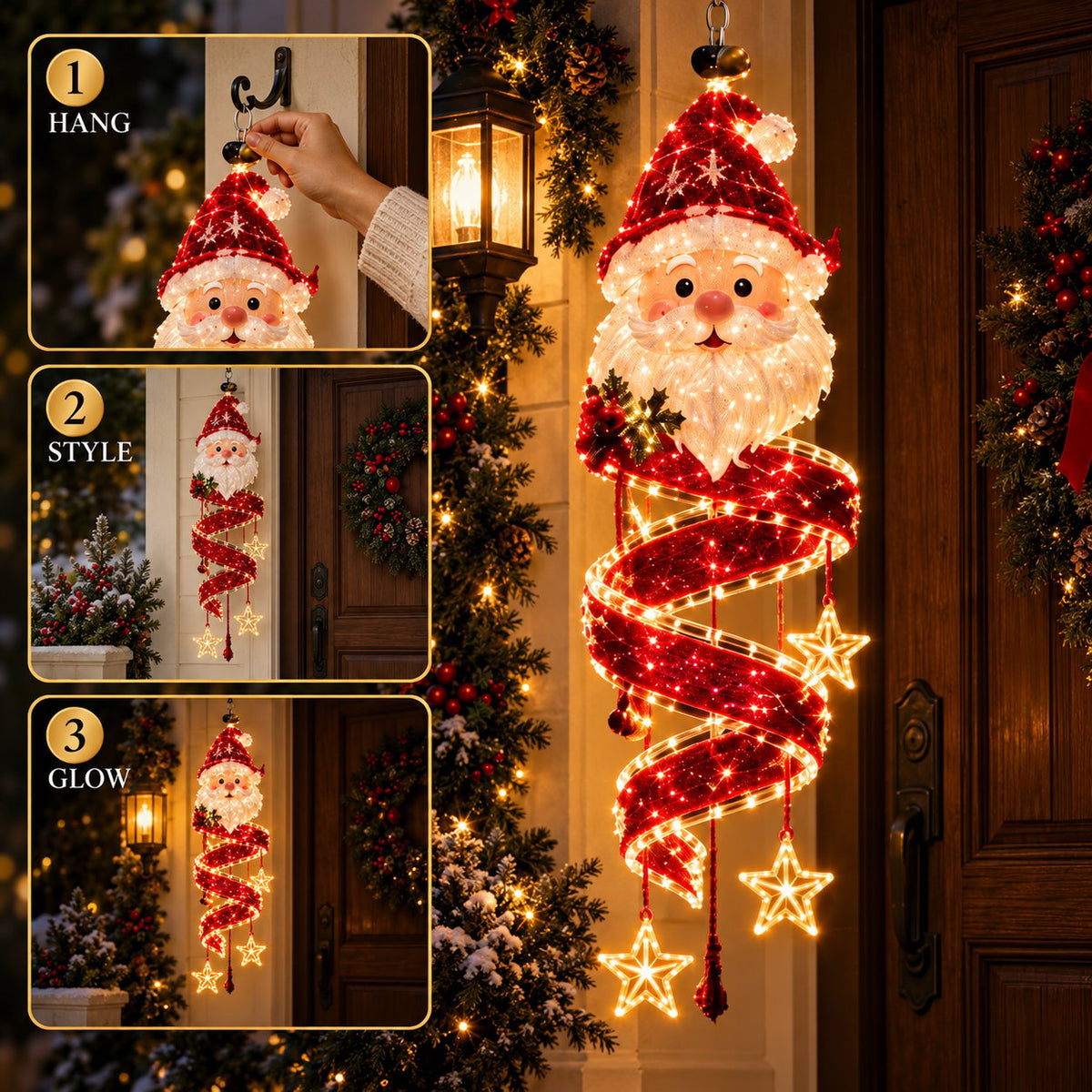 ⏳ ✨New Arrival 49% OFF – 🎄Christmas Magic Spiral™ Hanging LED Light Collection – 9 Festive Designs ✨ | Suspended Glowing Characters with Spiral Lights & Hanging Details for Porches, Windows, Entryways & Holiday Displays