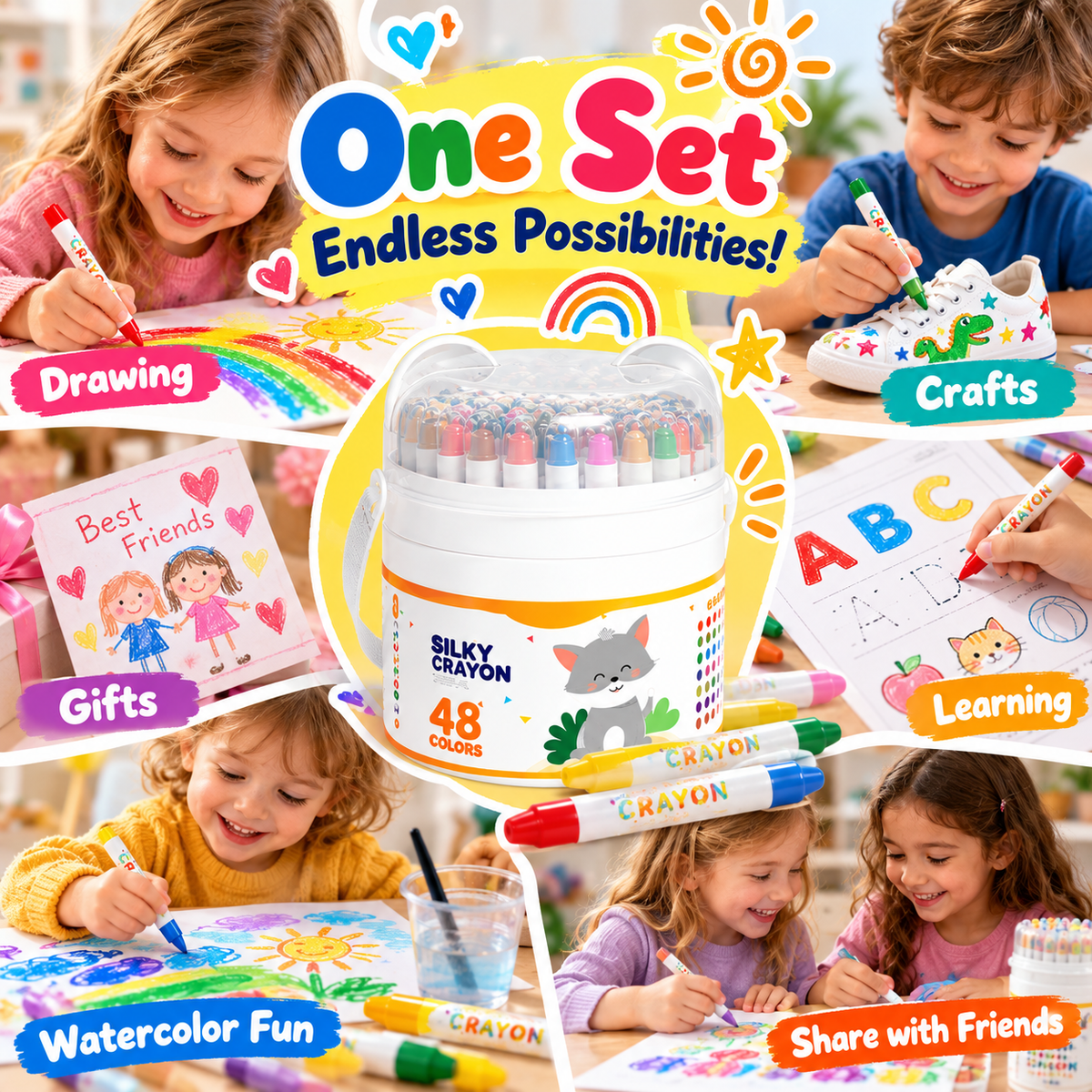 🎨 Washable Silky Twist-Up Crayons for Kids