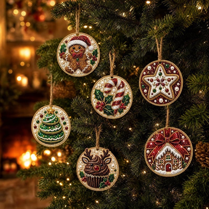 🔥Last Day of the Promotion!🎄Christmas DIY Diamond Painting Ornament Set (6‑Pieces)🎅