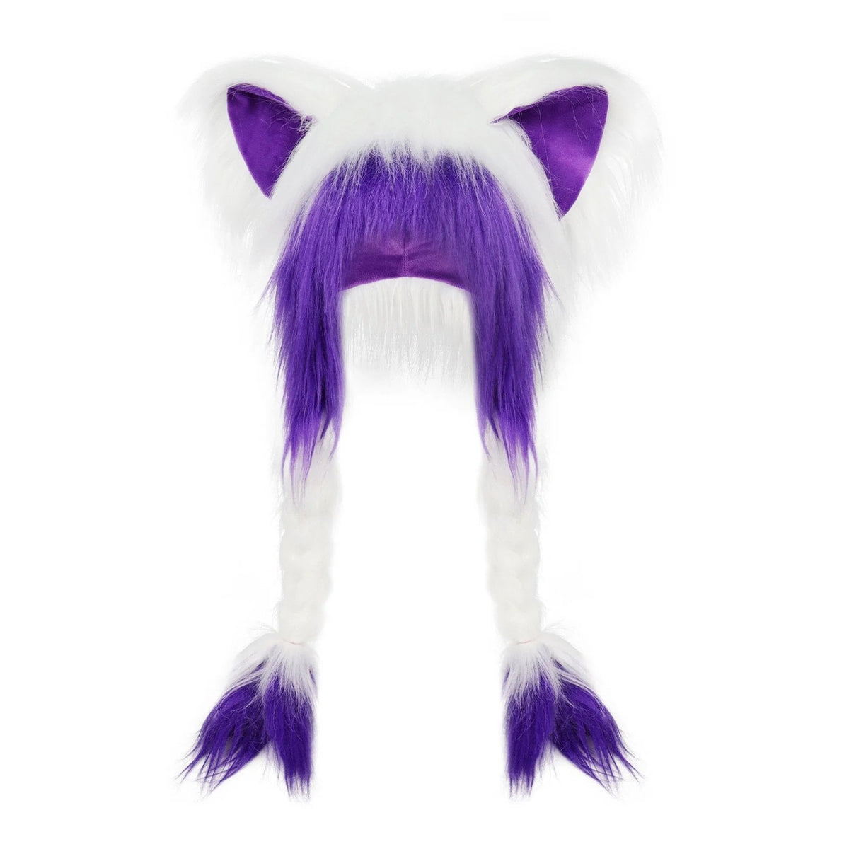 💖 Soft Furry Animal Ear Hat with Braids