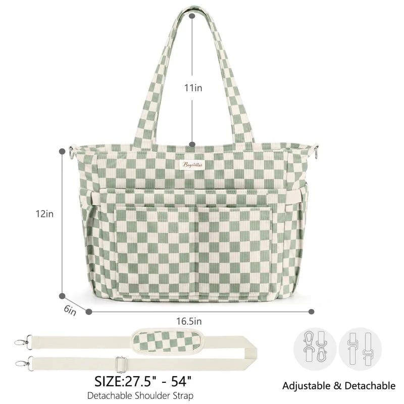 🎒✨Large Corduroy Tote Bag for Women – Multi-Pocket Laptop & Work Bag