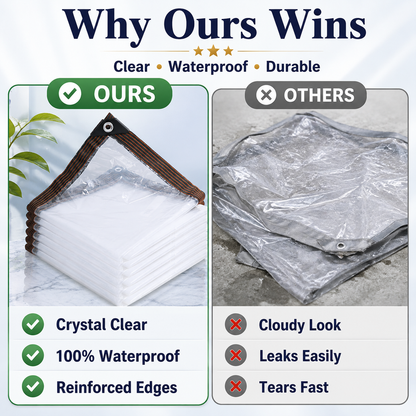 🌧️ Clear Waterproof, Windproof & Cold-Resistant Tarp – All-Weather Outdoor Protection