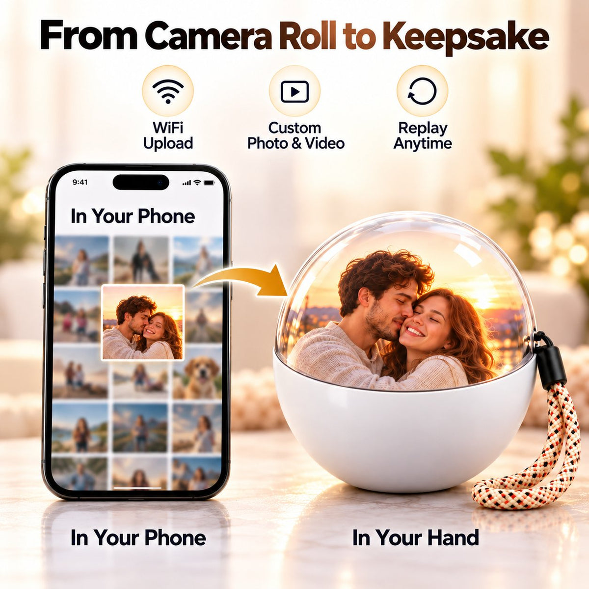 🔮 Magic Video Crystal Ball – Custom WiFi Photo & Video Memory Display