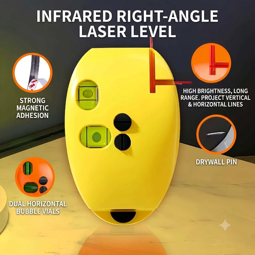 🌟 50% OFF! 90° Infrared Level – Bright laser, right angle precision. Perfect for tiling, framing & hanging art. Level up your DIY game! 🖼️✨