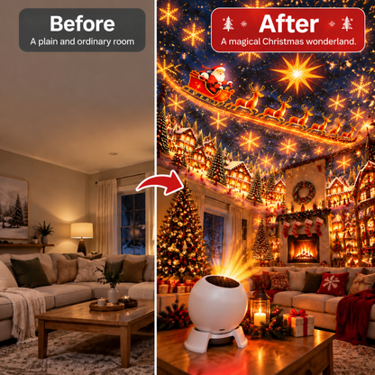 🎁 Christmas Projector Night Light - 360° Adjustable HD Holiday Pattern Ceiling Light 🎅 Indoor Xmas Decoration Lamp for Kids Bedroom, Party & Holiday Gift 🎄