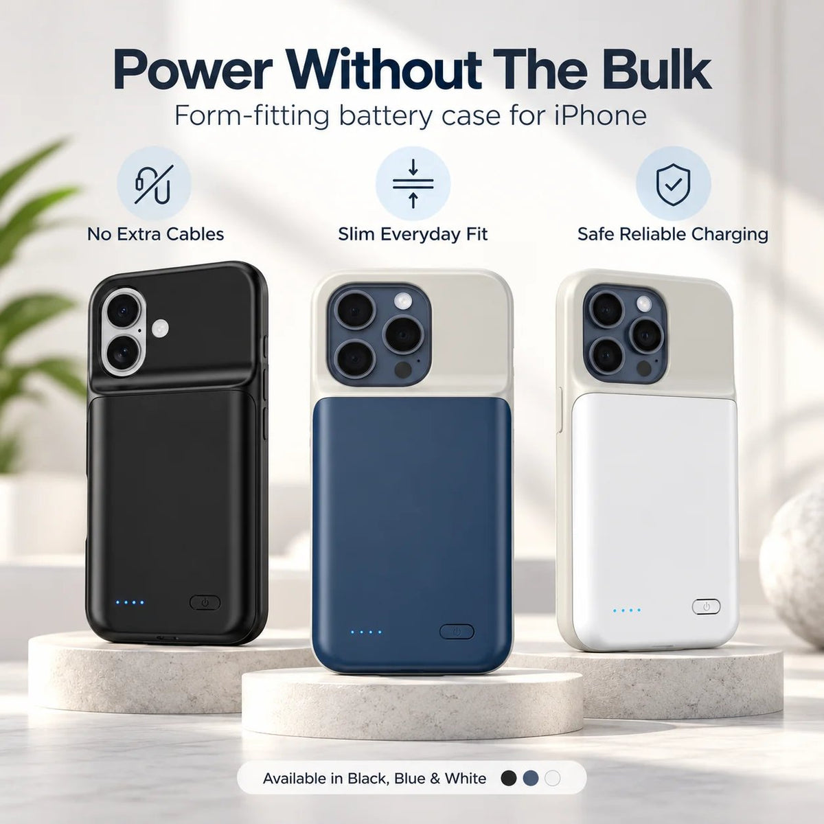 ⚡ Slim Fit iPhone Battery Case | 10-Layer Safety Protection Portable Charging Cover