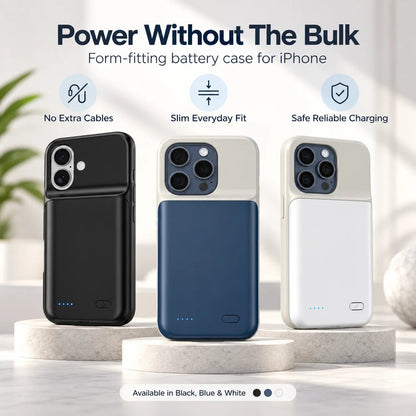 ⚡ Slim Fit iPhone Battery Case | 10-Layer Safety Protection Portable Charging Cover