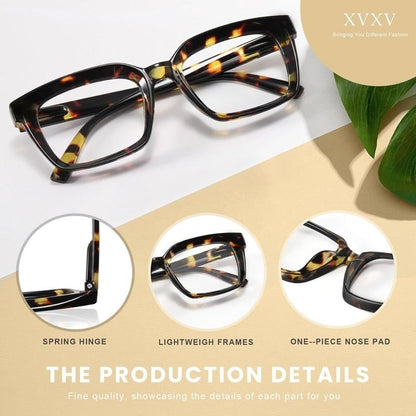 🔥Hot Sale-✨👓Tortoiseshell Reading Glasses – Blue Light Blocking Oversized Square Readers