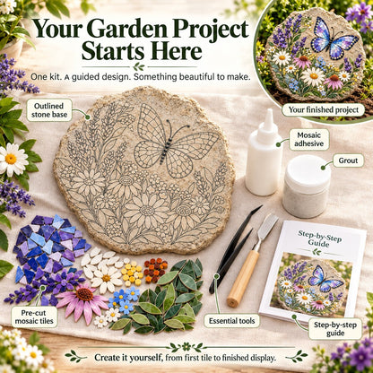 🦋 Butterfly Wildflower Mosaic DIY Kit | Complete Guided Craft Set