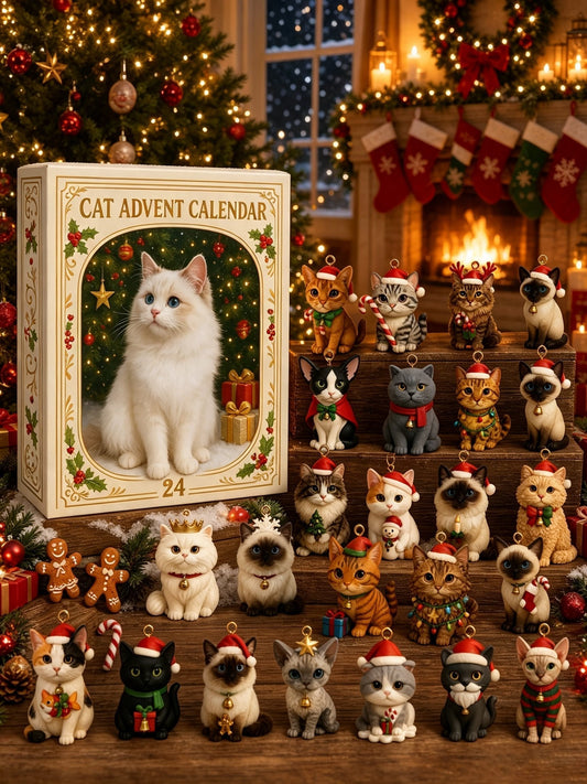 Advent Calendar 2026 Cat Advent Calendar Gift for Adults Friends Cat Owners and Lovers Christtmas Tree Ornament