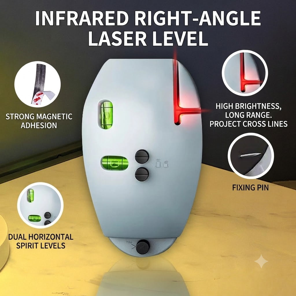 🌟 50% OFF! 90° Infrared Level – Bright laser, right angle precision. Perfect for tiling, framing & hanging art. Level up your DIY game! 🖼️✨