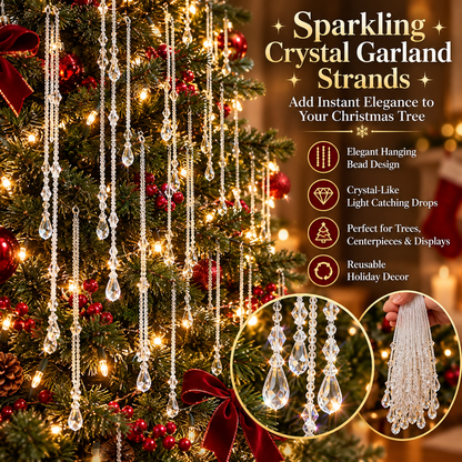 ✨ Sparkling Crystal-Like Christmas Garland – Hanging Teardrop Bead Strands for Elegant Holiday Tree Decor 🎄