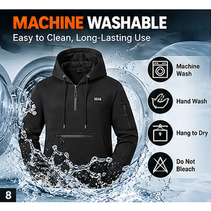 🔥 Men's 26-Zone Heated Hoodie – USB Powered Half-Zip Winter Pullover