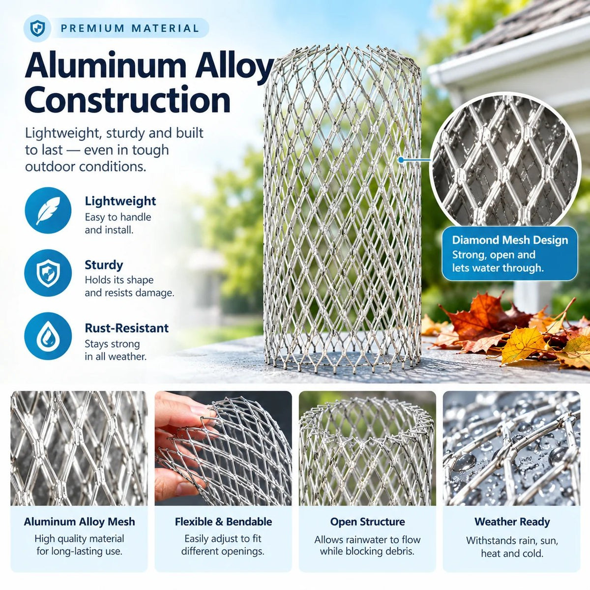 🍂Flexible Aluminum Gutter Leaf Guard – Keep Leaves Out, Let Water Flow🛡️