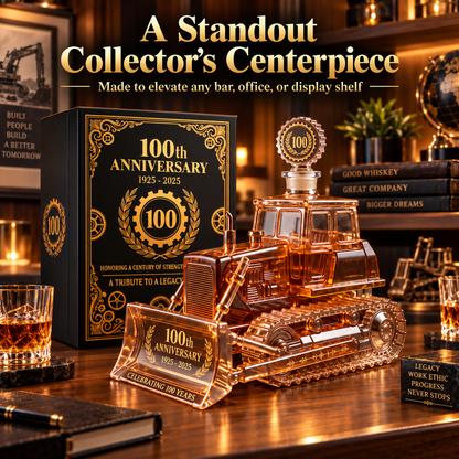 CAT 100th Anniversary Bulldozer Crystal Whiskey Decanter