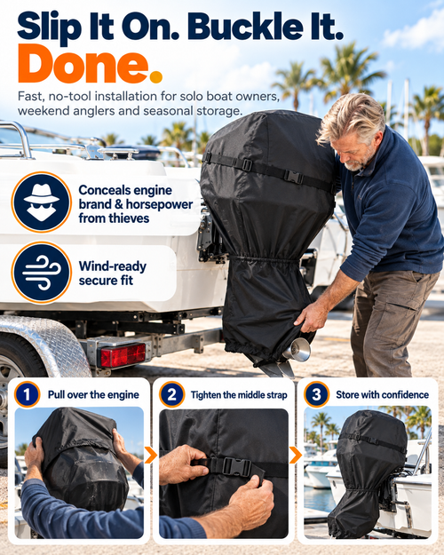 50% OFF!🚤420D Full Outboard Engine Cover – Weather-Resistant Protection for Storage