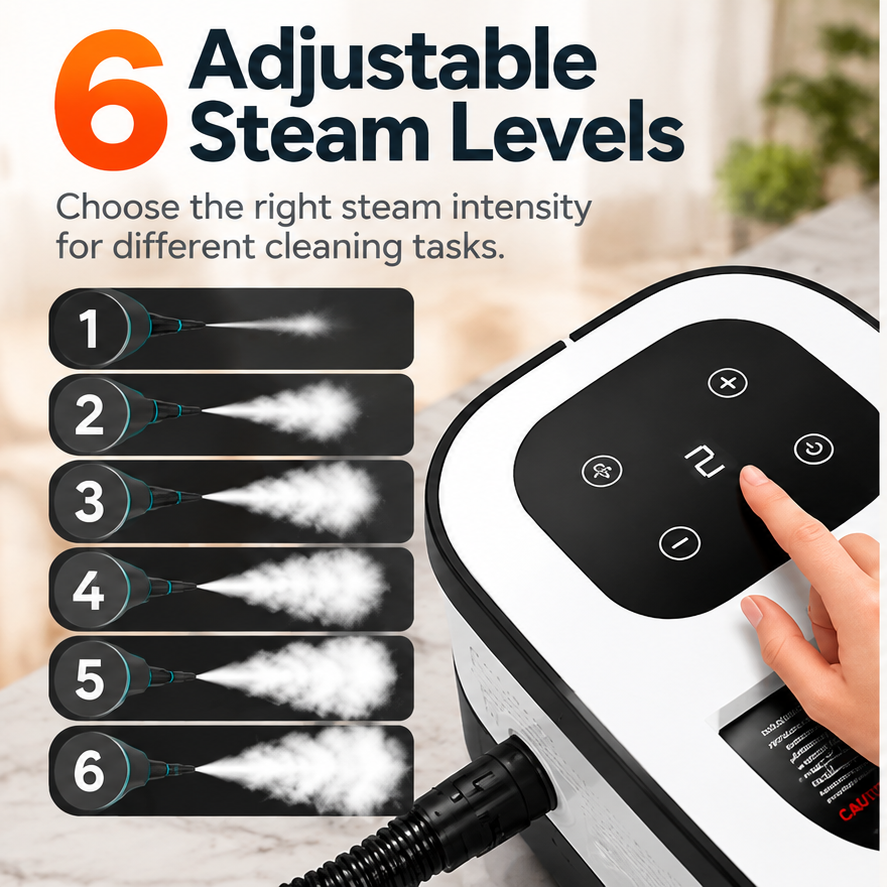 🔥 2500W High-Pressure Steam Cleaner – 6 Adjustable Levels & Multi-Surface Deep Cleaning