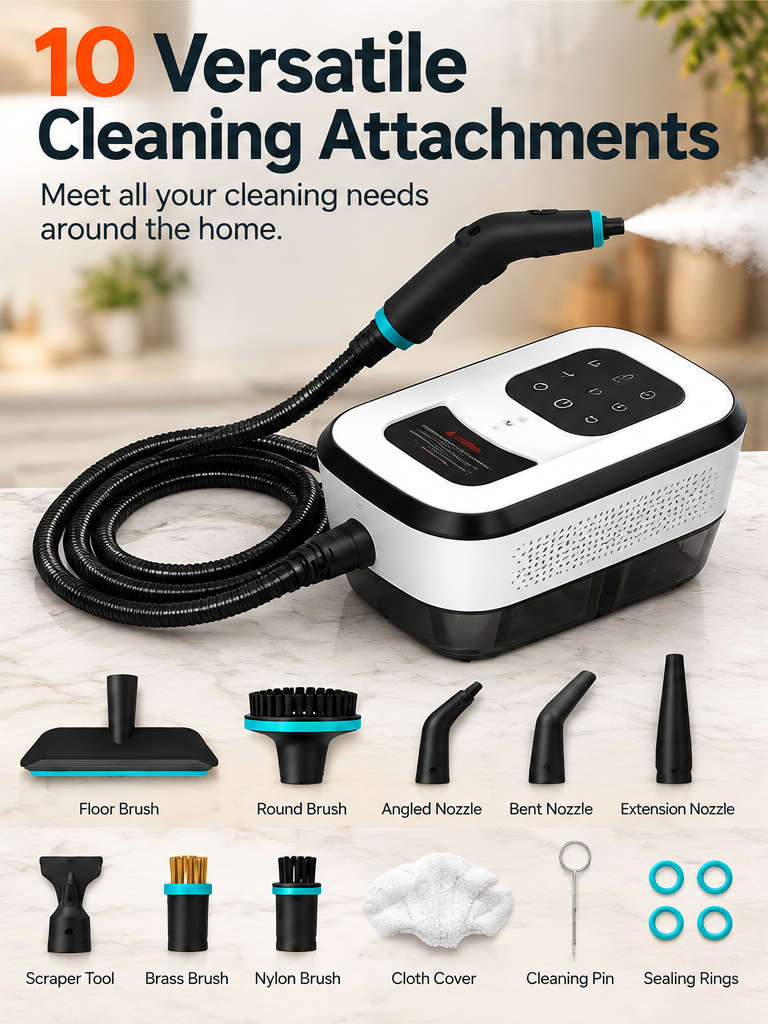 🔥 2500W High-Pressure Steam Cleaner – 6 Adjustable Levels & Multi-Surface Deep Cleaning
