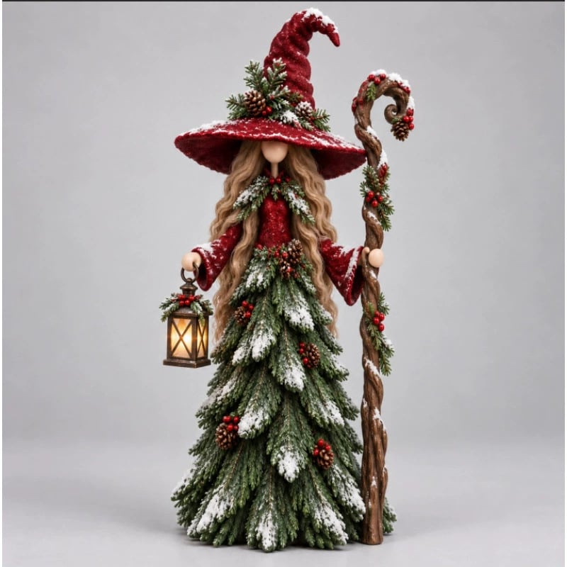 Christmas decorative figure in the shape of a Christmas tree – Santa Claus, snowman & Christmas witch with festive details