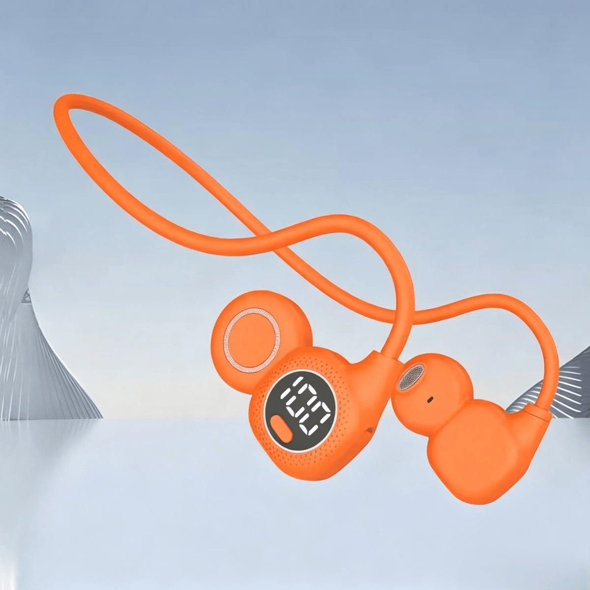 Open-ear sports Bluetooth headphones with a digital battery display