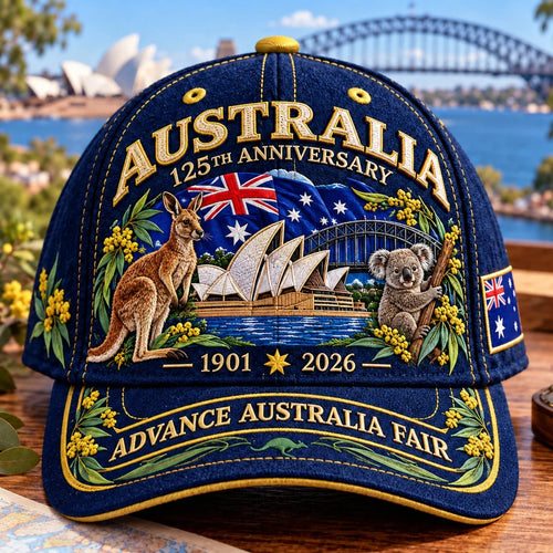 💝LAST DAY 49% OFF - 🦘 Australia 125th Anniversary 1901–2026 – Premium Embroidered Heritage Cap | Cotton-Poly Blend • Detailed Embroidery • Adjustable Fit 🇦🇺