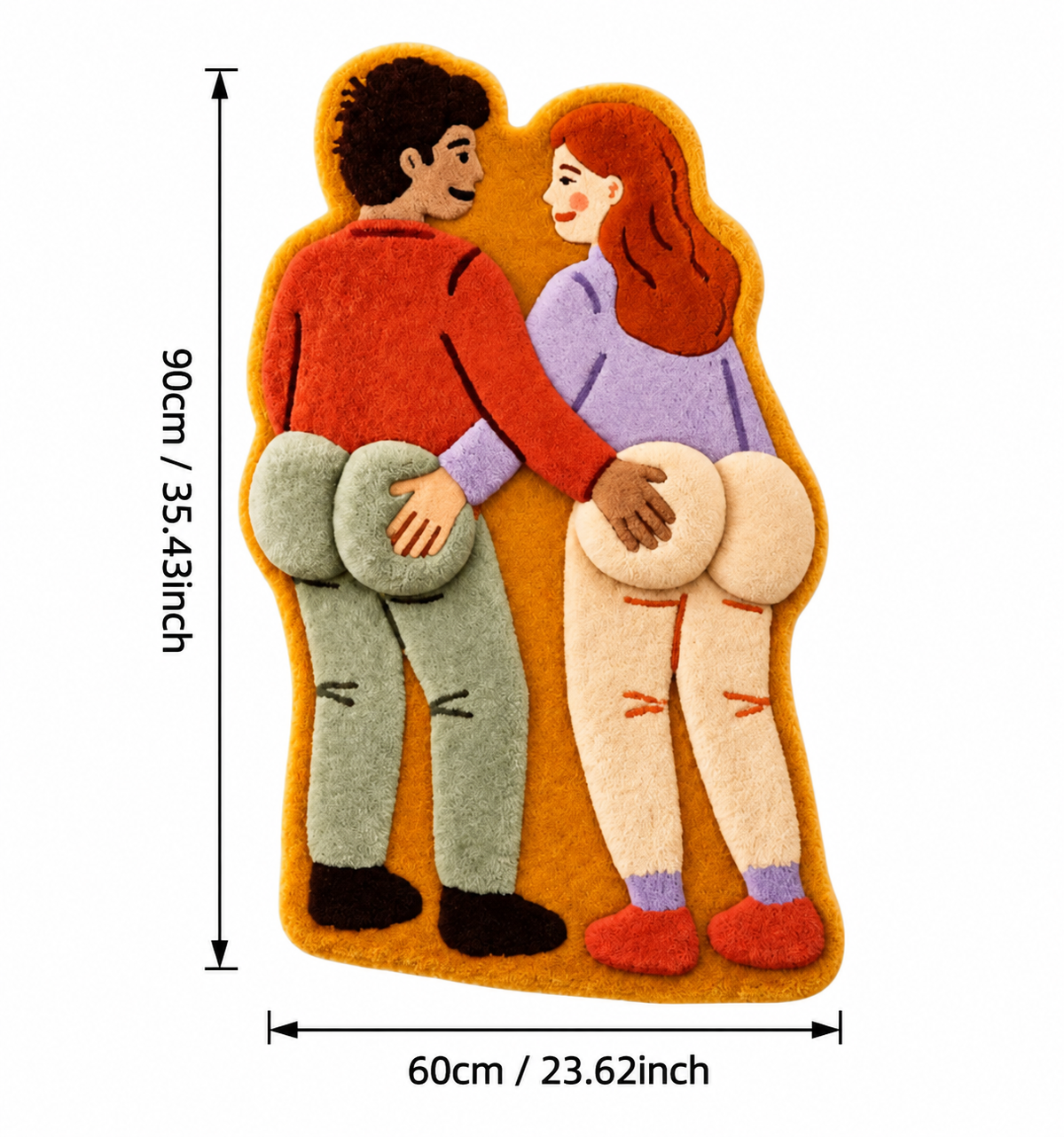 Cheeky Couple 3D Plush Bath Mat – Funny Statement Rug