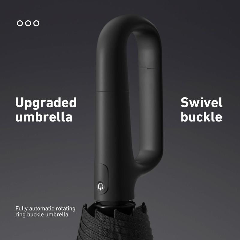 ☔50% OFF NOW! Automatic Folding Umbrella – Windproof Waterproof Compact Travel Umbrella with C-Shaped Hands-Free Hook Handle for Rain & Sun