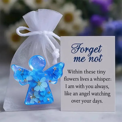 Forget Me Not Dried Flower Angel Keepsake - Timeless Gift for Remembrance, Comfort & Hope